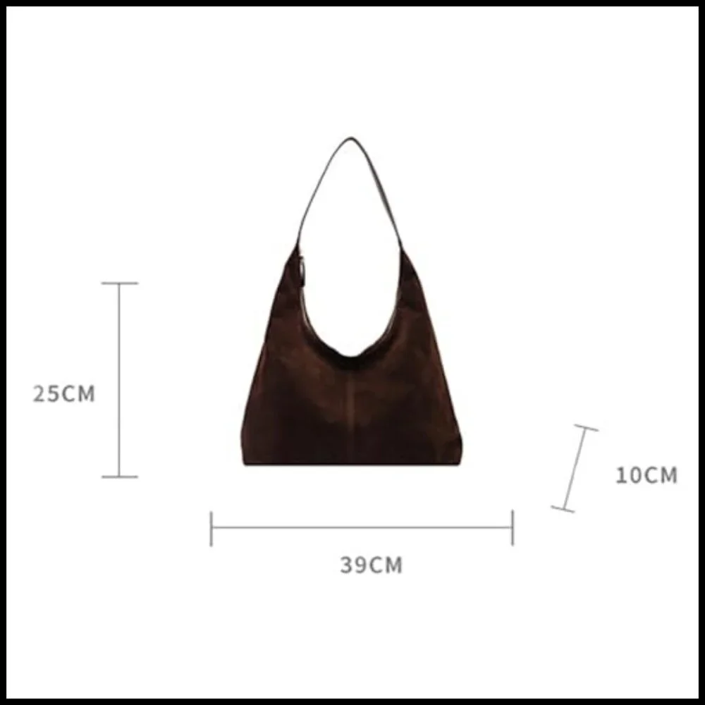 Retro Suede Hobo Shoulder Bag Large Tote Satchel Casual Work Purse - Picture 5 of 6